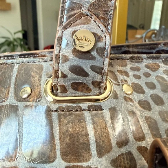 Elaine Turner Brown Croc-Embossed Satchel with Gold Hardware - Picture 7 of 10